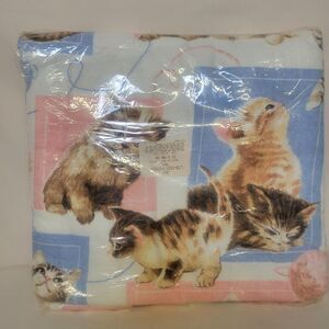Vintage Owen Kitty Cat Blanket Full Twin 72 x 90 Pink Blue Yarn NOS/Sealed